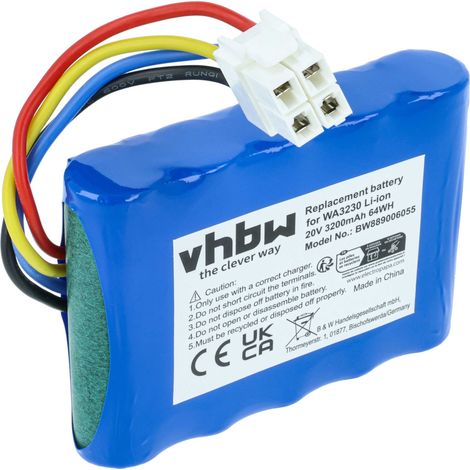 vhbw Akku Ersatz für Worx 50032492, 50032774, 50037124, WA3230, 50037194, WA3231, WA3572 für Rasenroboter Rasenmäher (3,2Ah, 20V Li-Ion)