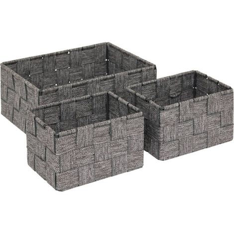Lot de 3 Paniers de Rangement "Lise" 22cm Gris