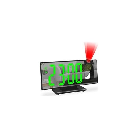 Réveil numérique, Réveil à projection pour gros dormeurs, Horloge numérique pour chambre à coucher avec grand écran LED, 12/24H, Port de charge USB, Snooze, Fonction mémoire, Luminosité régl