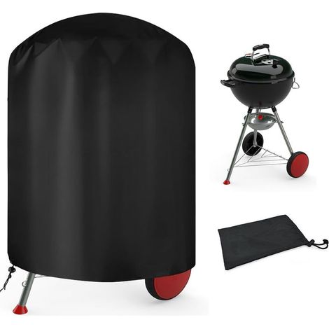 1 Housse Barbecue Rond,Protection 210D Oxford,Imperméable Anti-UV,Pour Charbon Extérieur (1/5)