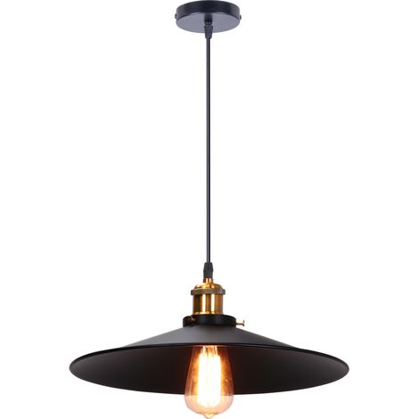 36CM Antique Industrial Style Ceiling Light Black Metal Vintage Pendant Light For Indoor Bar Club