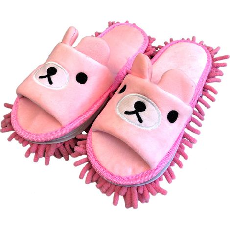 Pantoufles Nettoyage Sol Mop Chaussons Du Couvre Chaussures Microfibre Amovibles En Micro Rose (1/4)