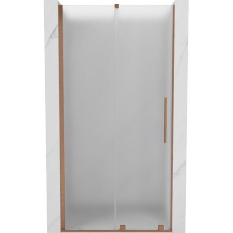 Mexen Velar Schiebetür-Duschabtrennung 110 cm, Mattglas, Gebürstetes Kupfer - 871-110-000-31-65 (1/5)