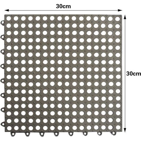Lot de 2 tapis de douche carrés antidérapants avec points de support cylindriques, pour baignoire et balcon, gris foncé.