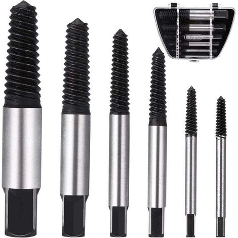 Extracteur de Vis M3-M22, 6 Pièces Extracteurs de Vis Cassé, Tourne a Gauche Extracteur avec Boîte de Rangement pour Enlever Vis Rouillées, Coincées ou Abîmées (1/4)