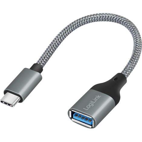 Logilink OTG 3.2 Gen1 Adapter, USB-C auf USB-A, 5 Gbit/s, 15 cm, Aluminium (1/5)