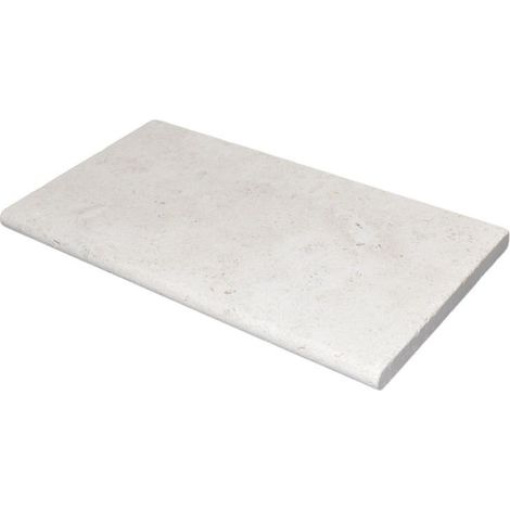 Margelle de piscine Travertin Clair 1er choix Sablée 61x33x3 cm Bord 1/2 Rond - À l'unité - Ti'ma Stone (1/5)