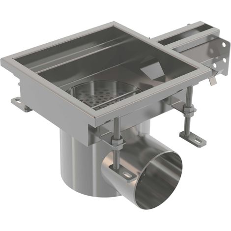 Pozzetto di scarico industriale con ingresso a fessura 250×250, acciaio inox AISI 304 (1/2)