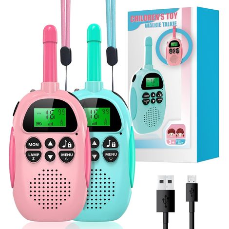 Walkie-talkie per bambini, walkie-talkie VOX ricaricabile con radio a 16 canali, torcia LCD retroilluminata e portata di 3 km per avventure all'aria aperta, campeggio, escursionismo: regalo di Natale  (1/5)