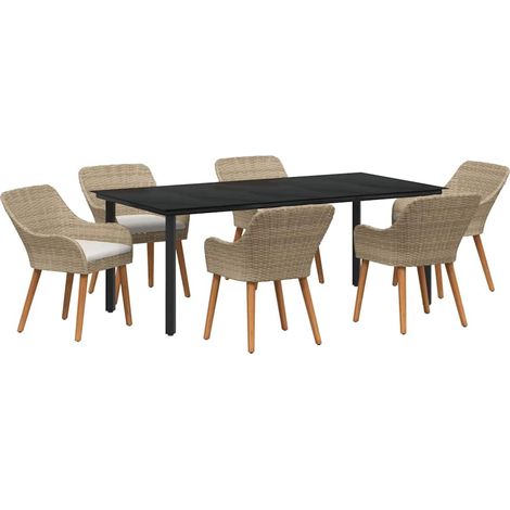 Maison Exclusive - Set da Pranzo per Giardino 7 pz Beige polyrattan (1/5)