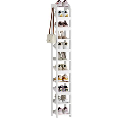 Étagère à Chaussures Verticale, 11 étages étroites,avec Crochets (1/5)
