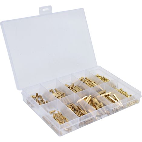 Kit de 350 vis M.2 hexagonales en laiton et acier inoxydable, assortiment de vis et écrous pour les industries de fabrication de tôles et de tubes.