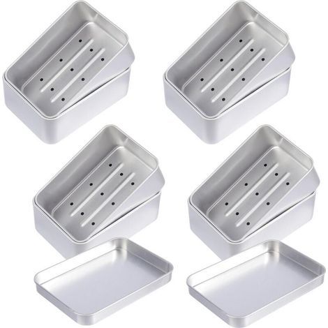 4 Pièces Boîte à Savon en Aluminium, Boîte à Savon avec Égouttoir, Boite Savon de Voyage, Porte Savons Amovible, Wasserdicht und Rostfrei, pour Un Rangement Pratique à La Maison Ou en Voyage (1/4)