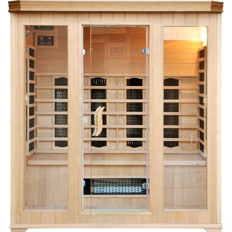Concept-Usine – Cabine sauna infrarouge 4-5 places – Bois Hemlock – 7 diffuseurs – Commandes digitales – Chromothérapie 7 couleurs