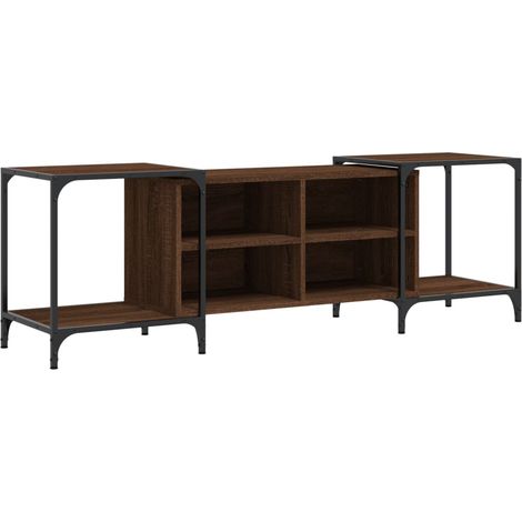 Mueble TV multimedia estantería para televisión buffet para televisión comedor salón dormitorio roble 153 x 37 x 50 cm madera contrachapada marrón 020027185
