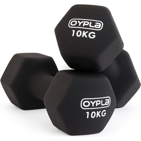 Oypla Pair of 10kg Hex Anti Roll Neoprene Non Slip Hand Dumbbells Workout Weights (1/5)