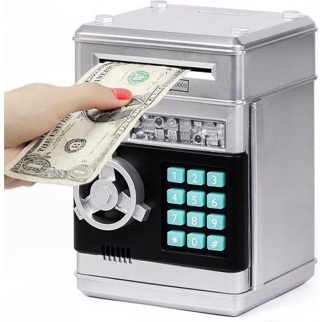 Tirelire électronique enfant, coffre-fort à code avec distributeur, boîte à monnaie ATM jouet pour garçons et filles 3-12 ans, cadeau idéal, coffret sécurisé pour économies (1/5)