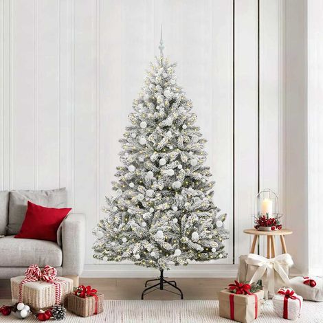 Künstlicher Weihnachtsbaum Grün und Weiß 210 cm PVC und Metall