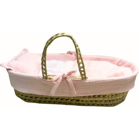 Cesta porta bebé in palma rosa 17x56x21cm (1/4)