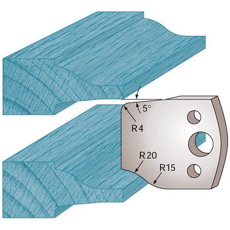 Diamwood Jeu de 2 fers profilés Ht. 40 x 4 mm Acier SP - Compatibles M100 - Épaisseur 4 mm - Pour porte-outils de toupie - Conception SUISSE (1/2)