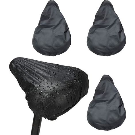 Funda para sillín de 4 piezas - impermeable - con elástico - para bicicleta - 26,5 x 24,5 cm - Negra - Tela Oxford (1/5)
