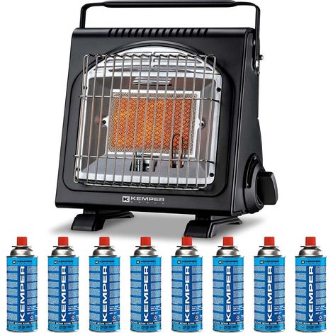 Kemper – Chauffage à gaz portable 1700W – Sécurité ODS + anti-basculement – Autonomie 2h30 avec 8 cartouches butane – Idéal pour extérieur (1/5)