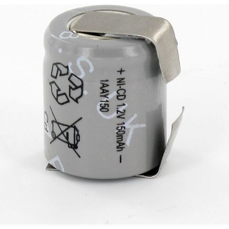 Elément Ni-Cd 1,2V 150mAh 1/3AA + cosses CLG (1AAY150)