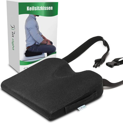 Coussin d'assise pour une meilleure posture, coussin de chaise confortable, rehausseur pour voiture, bureau, fauteuil roulant, Noir, Jusqu'à 65 kg de poids corporel (1/5)