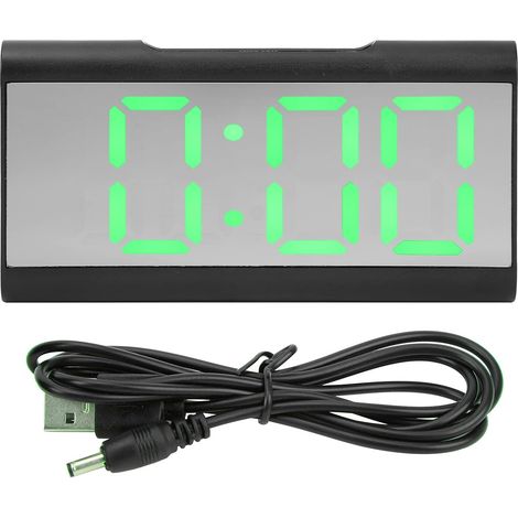 Réveil numérique, réveil LED avec Affichage numérique, Horloge de Bureau avec Chargement USB, Horloge Murale Moderne avec Miroir pour Chambre à Coucher, Bureau, école (Green) (1/5)