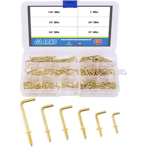 Lot de 120 crochets carrés plaqués laiton 6 tailles (1/5)
