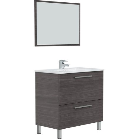 Mueble de baño Luis 1 cajón 1 puerta con espejo, sin lavabo, Color Gris ceniza (1/4)