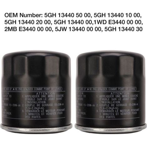 Nettoyant à Huile, 2PCS Filtre à Huile 5GH 13440 70 Remplacement de Surface Lisse Noir pour YZF-R1 2000-2014. (1/4)