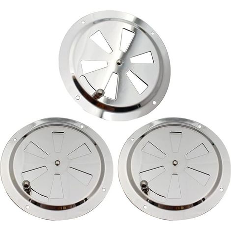 RHG 3 Pièces Grille de Ventilation Ronde, Rosette de Ventilation en Acier Inoxydable Grille d'Aération 125 mm, Ouverture d'Aération Réglable Ventilateur à Branchies, pour Fumeurs, Camping-Cars (1/5)