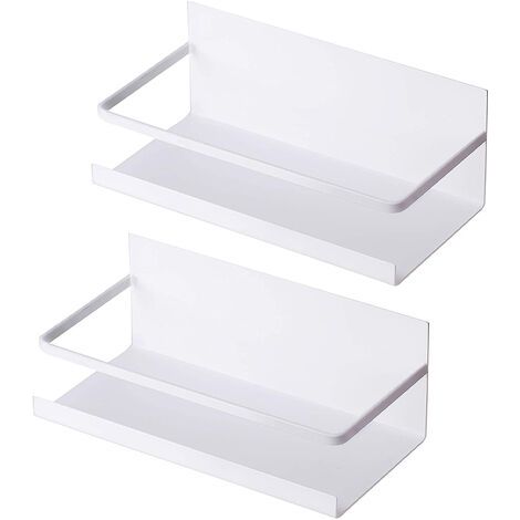 Lot de 2 Étagère Magnétique Etagère Réfrigérateur Etagere Epices Cuisine - Blanc (1/5)