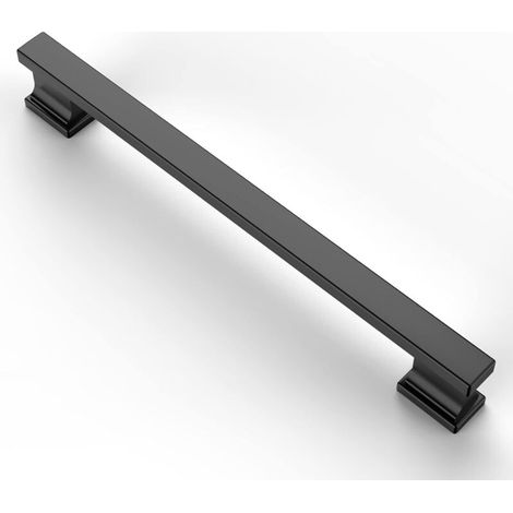 Lot de 2 poignées d'armoires de cuisine noires mates (entraxe 76 mm), poignées d'armoires, quincaillerie d'armoires de cuisine, poignées d'armoires, poignées de tiroirs (1/3)
