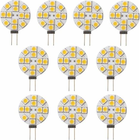 10 bombillas LED G4 FOREHILL no regulables, blanco cálido 2700K, ángulo de haz de 180°, bombillas de repuesto, bombillas halógenas de 20W para cocina, autocaravana, caravana, barco, 12V CC (1/5)