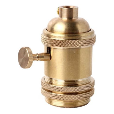 Vintage Support pour AmpouleE26 E27 Douille Culot de Lampe Avec Interrupteur en Cuivre Laiton Couleur Cuivre（dorée）