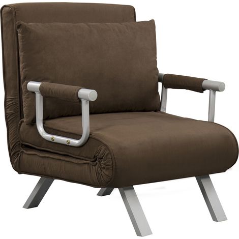 Fauteuil Canapé-lit 1 personne en métal Max Marron (1/5)