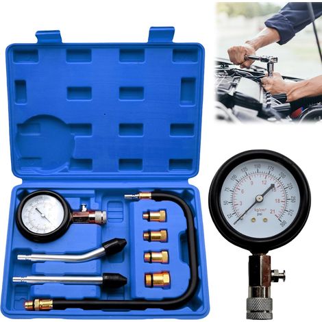 Kit Testeur de Compression - Appareil de Mesure de Compression - Bougie d'Allumage - Bleu (1/5)