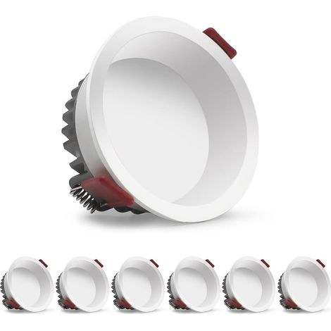 ZOLGINAH LED Encastrable Spot, 5W 6 Pack, IP44, 3000K Blanc Chaud, AC 220-240V,Découpe 70-80mm,Rond Plafond Encastré pour Salle de Bain,Cuisine,Salon,Couloir(Blanc) [Classe énergétique A]-Blanc+6 Pack (1/5)