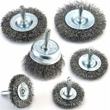 Lot de 6 brosses métalliques pour perceuse - Alésage de 0,012 mm - En acier au carbone - Pour nettoyer la rouille, le dénudage et l'abrasif, pour perceuse,de DEBUNS