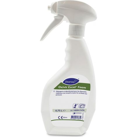 DIVERSEY - Oxivir Excel Foam - Détergent Désinfectant 0.75L - Dispositifs Médicaux & Surfaces - Bactéricide, Fongicide, Virucide - Temps de Contact Rapide - Usage Professionnel - Voir photos pour déta (1/4)