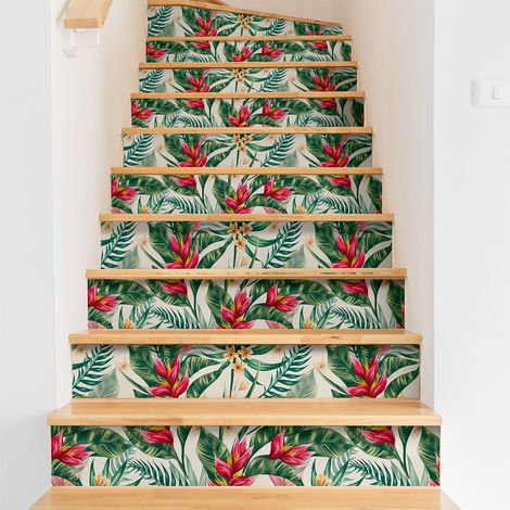 Stickers adhésifs escalier carrelages contremarche - TROPICALE SANTA BRIGIDA - 2 bandes de 12.5x87.5cm (1/3)