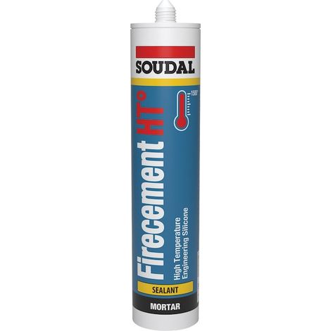 Soudal – Mastic réfractaire Firecement HT 310ml – Mortier monocomposant pour béton et maçonnerie – Résistant jusqu'à 1500°C – Application facile (1/2)