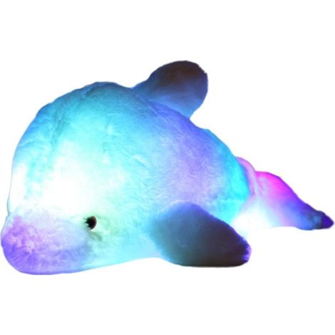 Multicolor LED Light-Up Plush Dolphin, Plush Pillow, Night Light, Creative and Cute Doll
