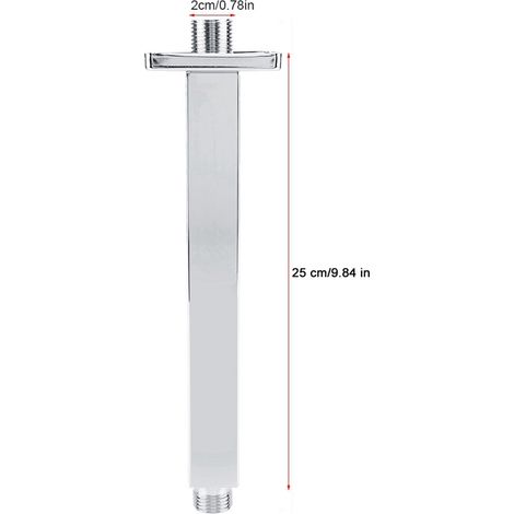 Colonne de Douche Murale Supérieure en Acier Inoxydable Carré - Bras de Douche Céramique Chromé G1/2, 25 cm (1/5)