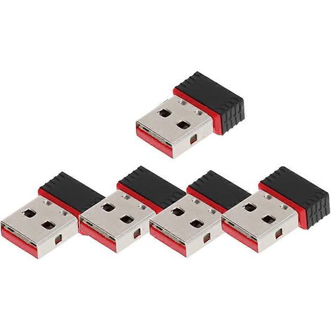 Adaptateur WiFi pour mini PC (lot de 5) avec antenne WiFi USB 150M et récepteur WiFi portable pour réseau informatique sans fil. (1/5)