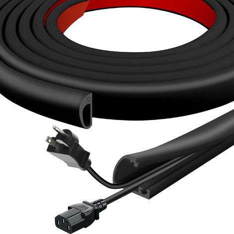 Goulotte Passe Câbles Autoadhésive en Silicone avec Fermeture à Clip, Cache-Câble Demi-Rond pour Mur et Sol, Flexible et Ignifuge pour Cacher Les Fils TV, Bureau et Extérieur (1/5)