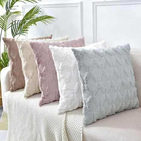 Housse De Coussin - 45 x 45 cm - Beige - Pour Canapé Fauteuil Bureau - Lot De 2 (1/4)
