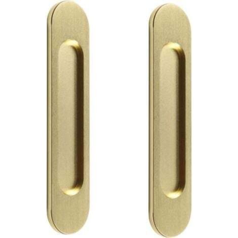 2 poignées ovales autocollantes en or de 15cm, poignée de porte coulissante en aluminium, pour portes de grange coulissantes, fenêtres et placards sans perçage (1/4)